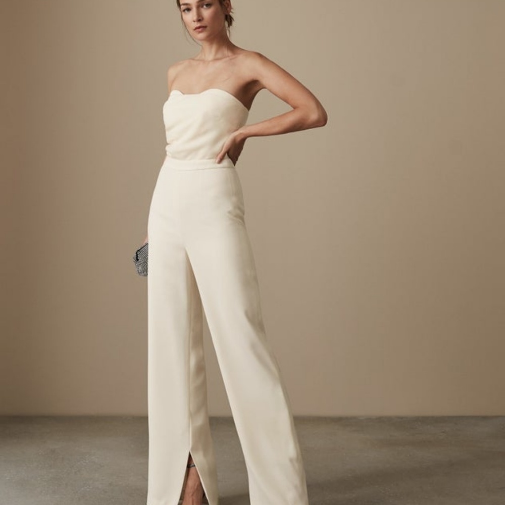 Reiss Vianne Bandeau Jumpsuit Ivory